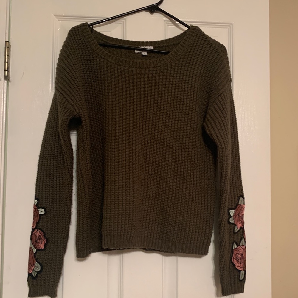 Green Embroidered Sweater